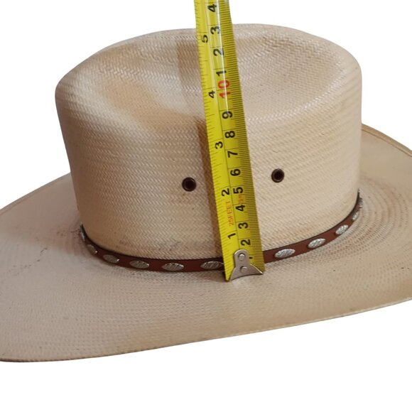 7 1/8 George Strait Resistol Mens Straw Cowboy Hat Vintage 1990's Western Oval - Picture 13 of 16